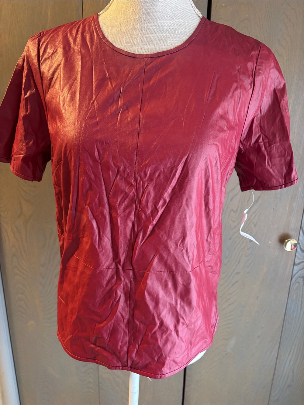 NWT Made for Impulse Fashion Week Faux Leather Red Top T Shirt Macys Y2K Club